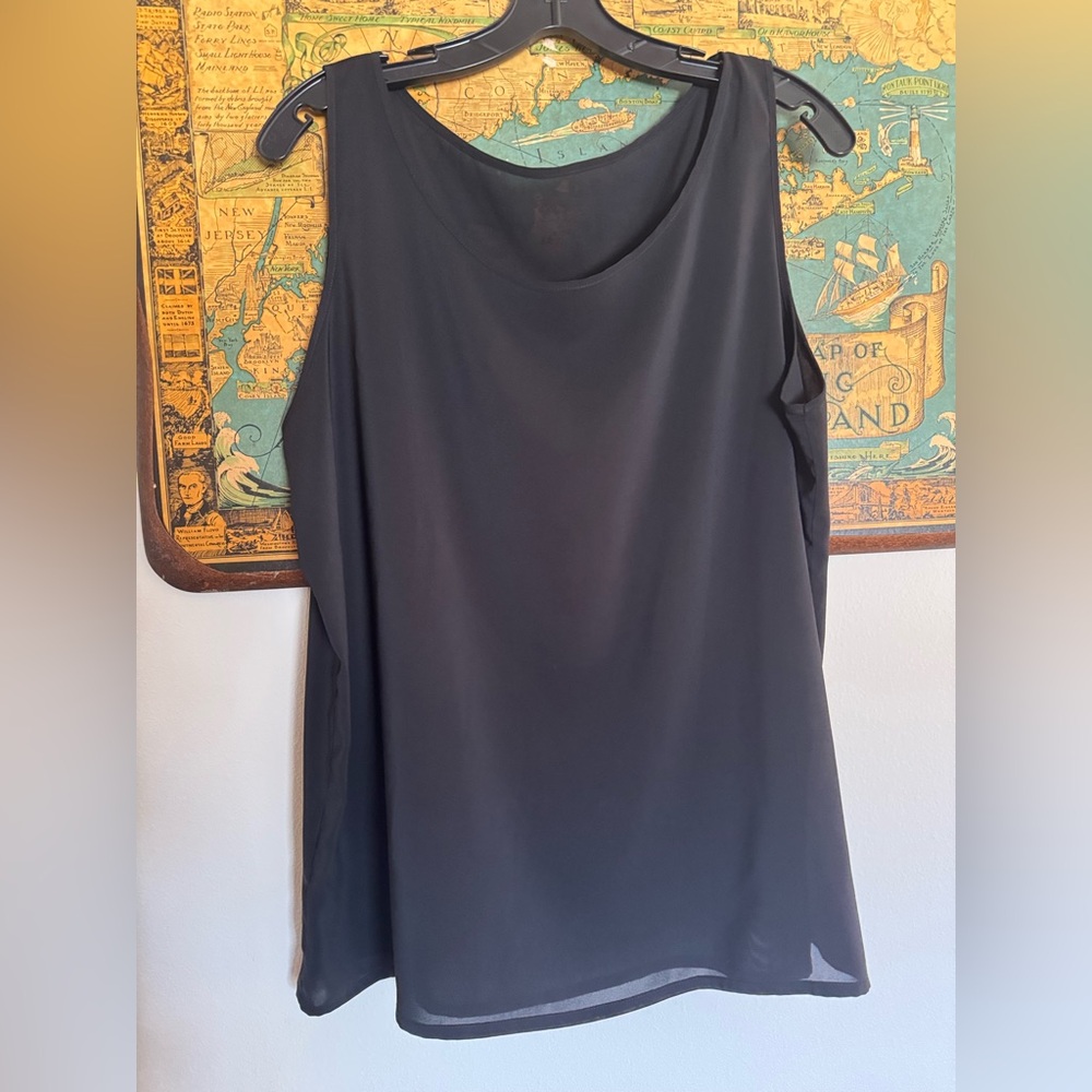 Les Copains Black Sheer Tank Sleeveless Size 50 XL Layering Lagenlook